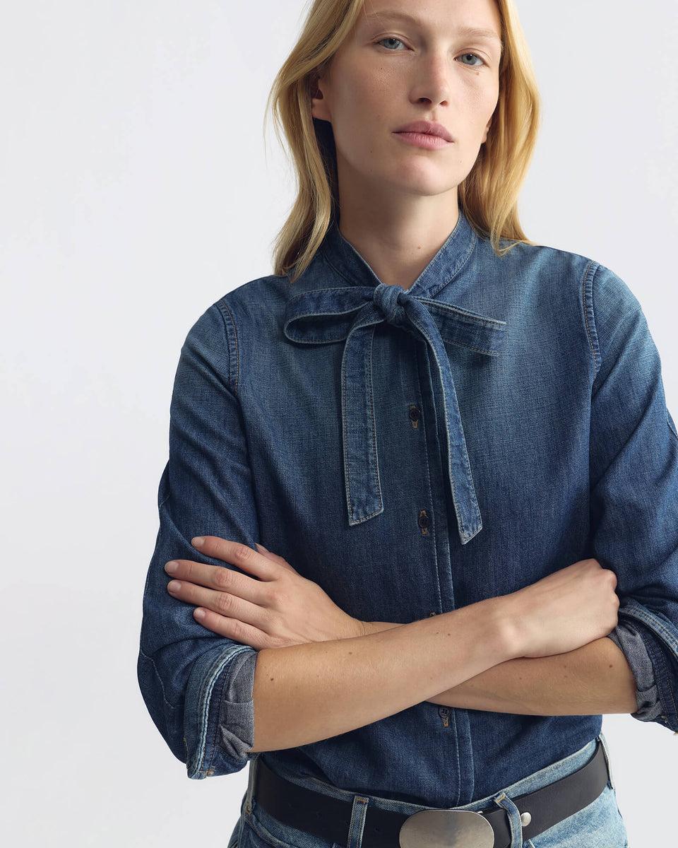 BLOUSES/SHIRTS/TOPS Suzette Denim Shirt in Classic Wash Nili Lotan