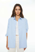 BLOUSES/SHIRTS/TOPS The Bestie Button Up in Light Blue Mother