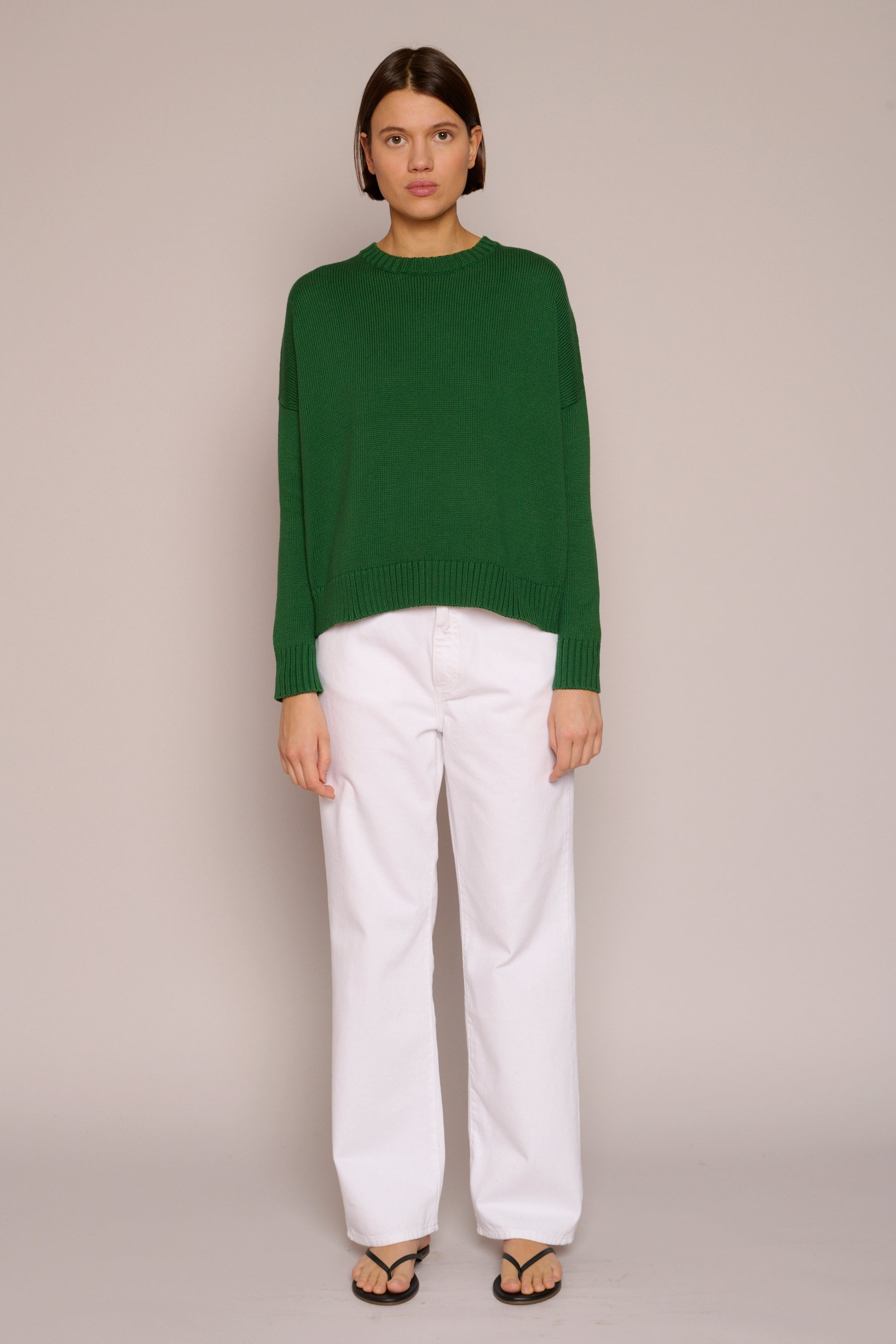 SWEATERS WIDE COTTON PULLOVER IN EMERALD Organic by John Patrick
