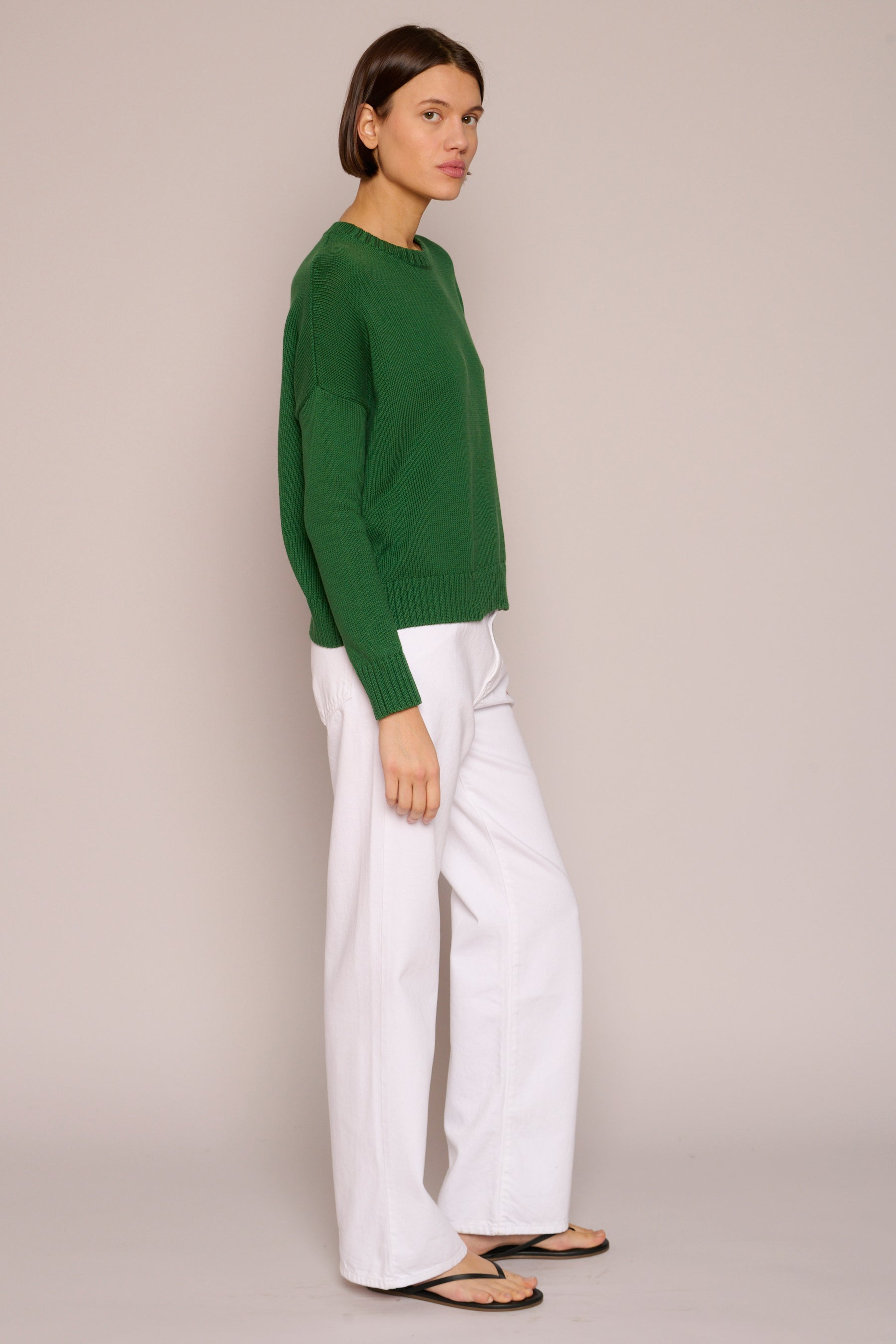 SWEATERS WIDE COTTON PULLOVER IN EMERALD Organic by John Patrick