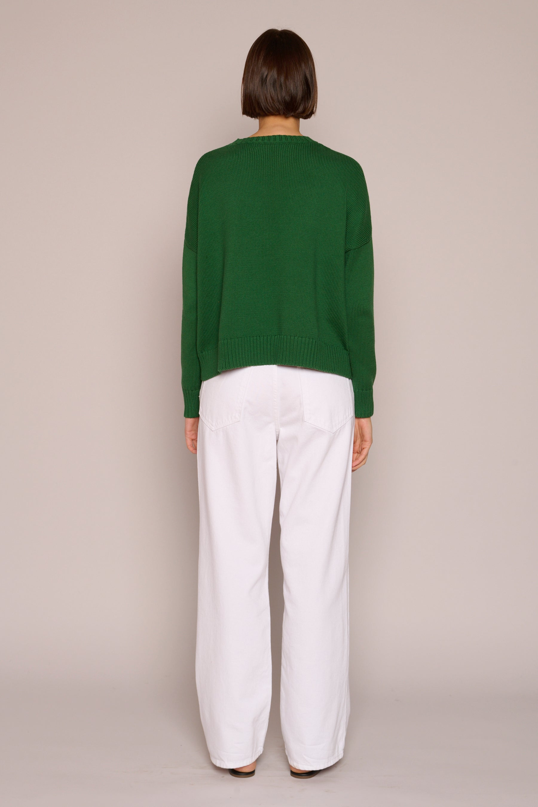 SWEATERS WIDE COTTON PULLOVER IN EMERALD Organic by John Patrick