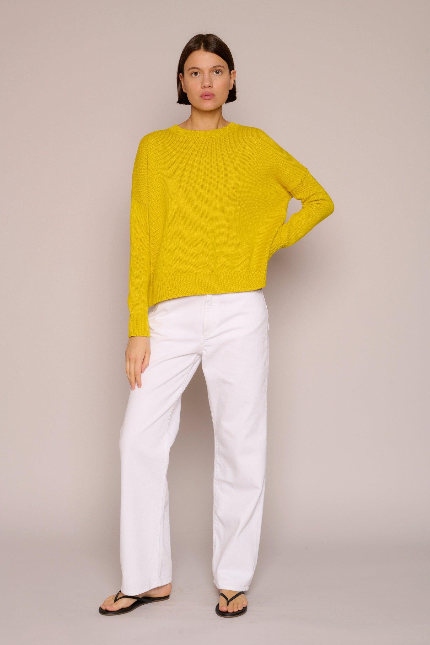 SWEATERS Wide Cotton Pullover in Daffodil Organic by John Patrick