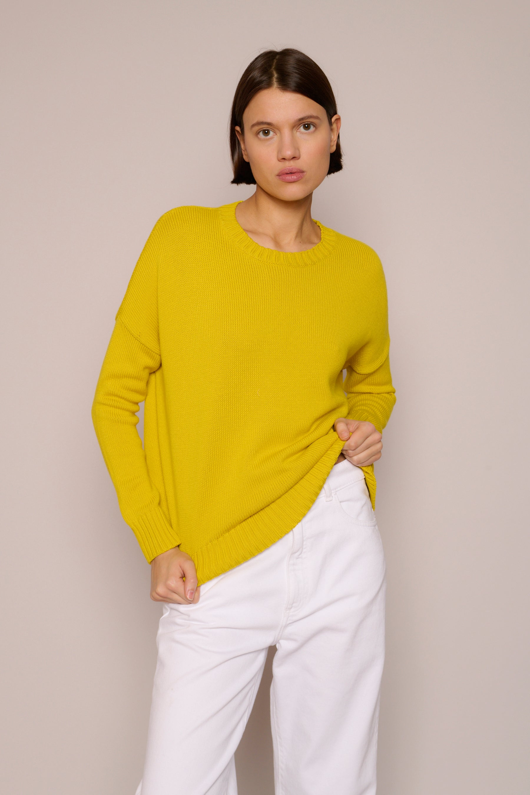 SWEATERS Wide Cotton Pullover in Daffodil Organic by John Patrick