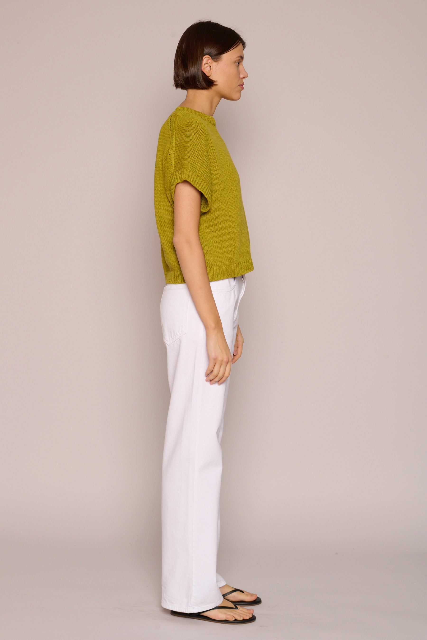 SWEATERS BOXY GILET IN GREEN Organic by John Patrick