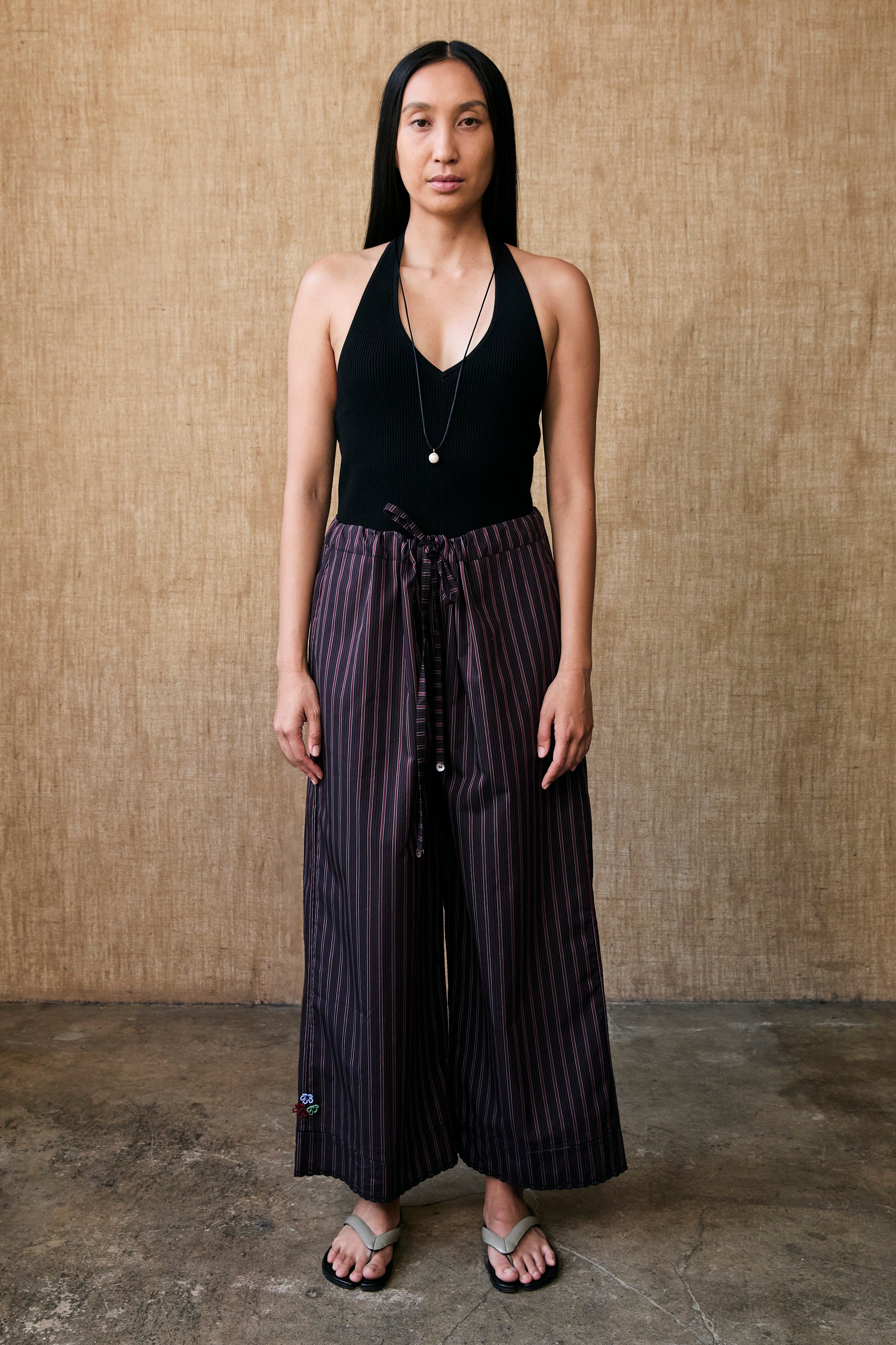 PANTS/SHORTS PANT IN BLACK STRIPE Chan Luu