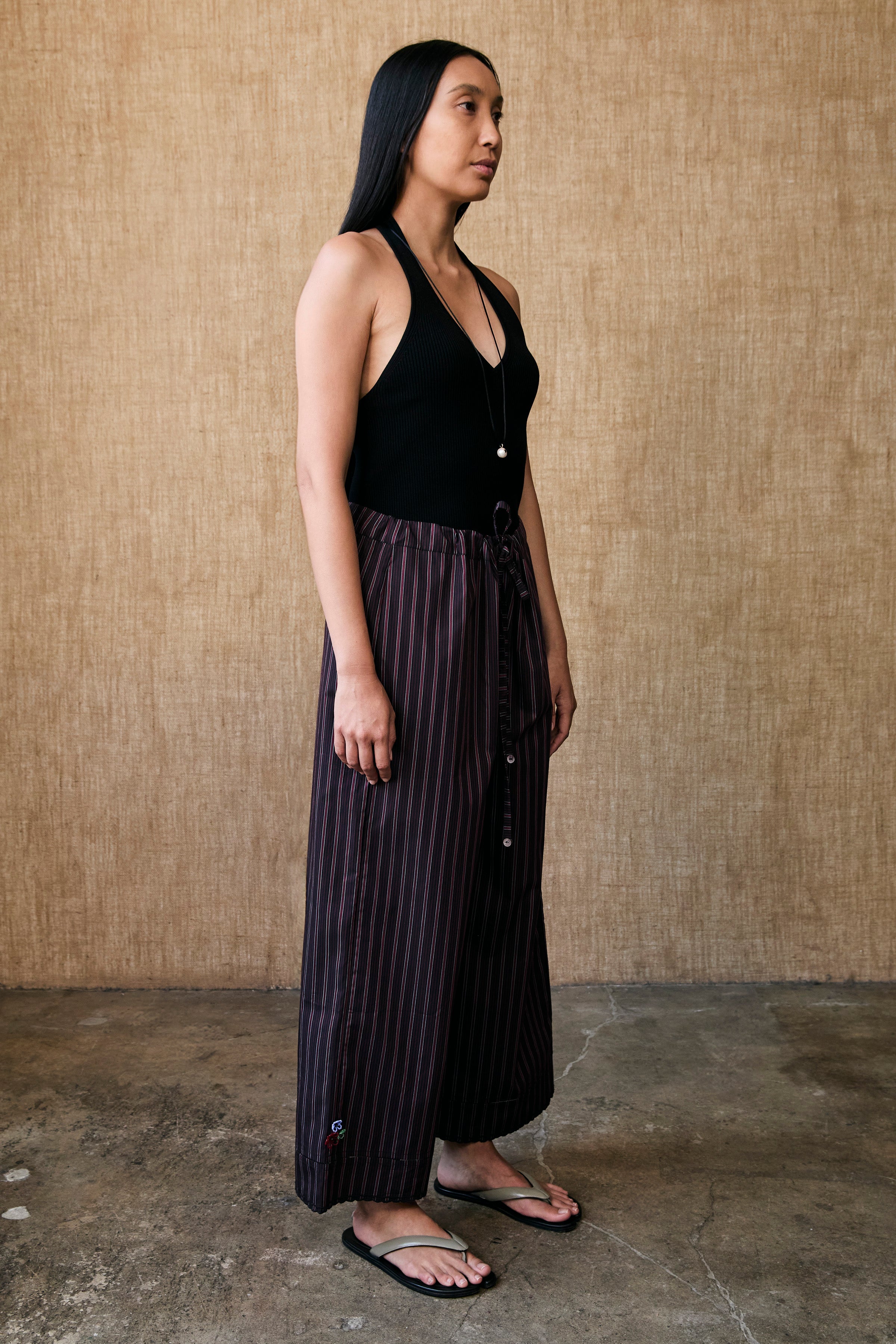 PANTS/SHORTS PANT IN BLACK STRIPE Chan Luu