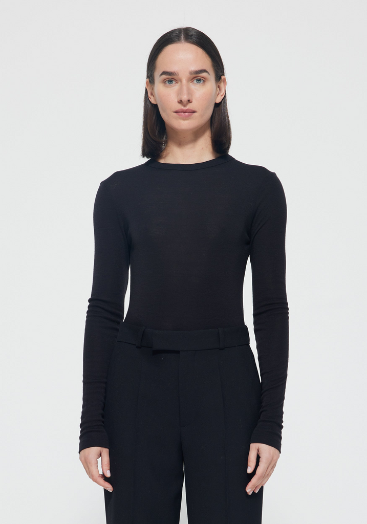 Tops Róhe Merino Long Sleeve in Noir Rohe