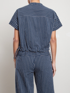 BLOUSES/SHIRTS/TOPS Sia Shirt in Raised Stripe in Ink Pharaoh