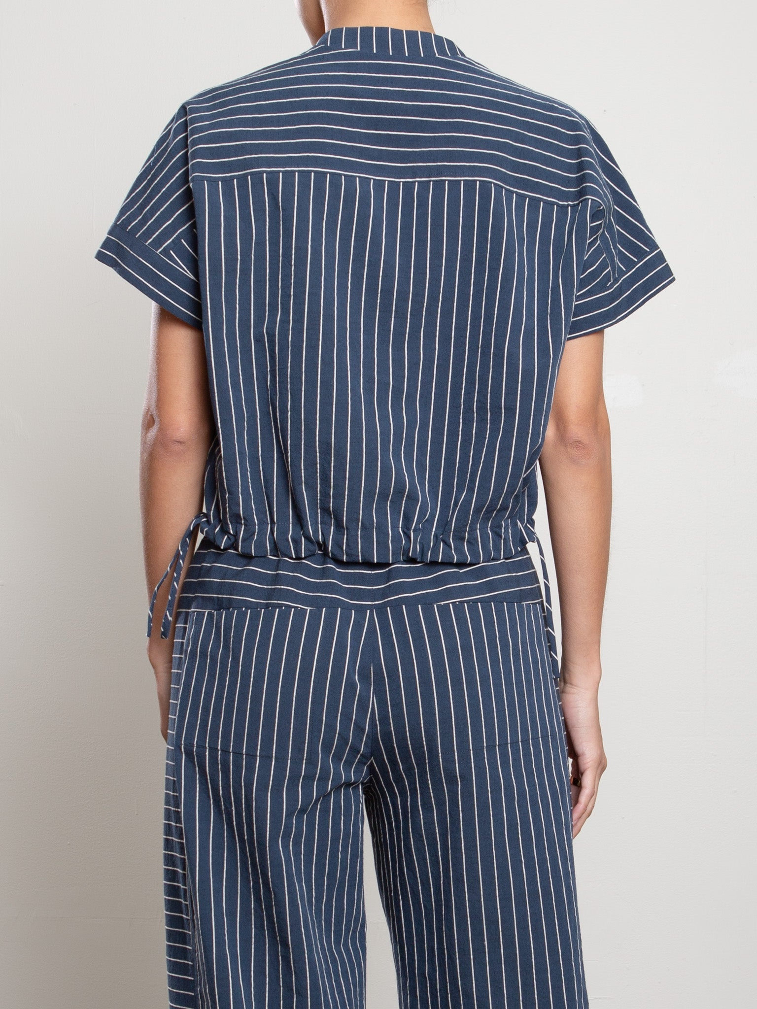 BLOUSES/SHIRTS/TOPS Sia Shirt in Raised Stripe in Ink Pharaoh