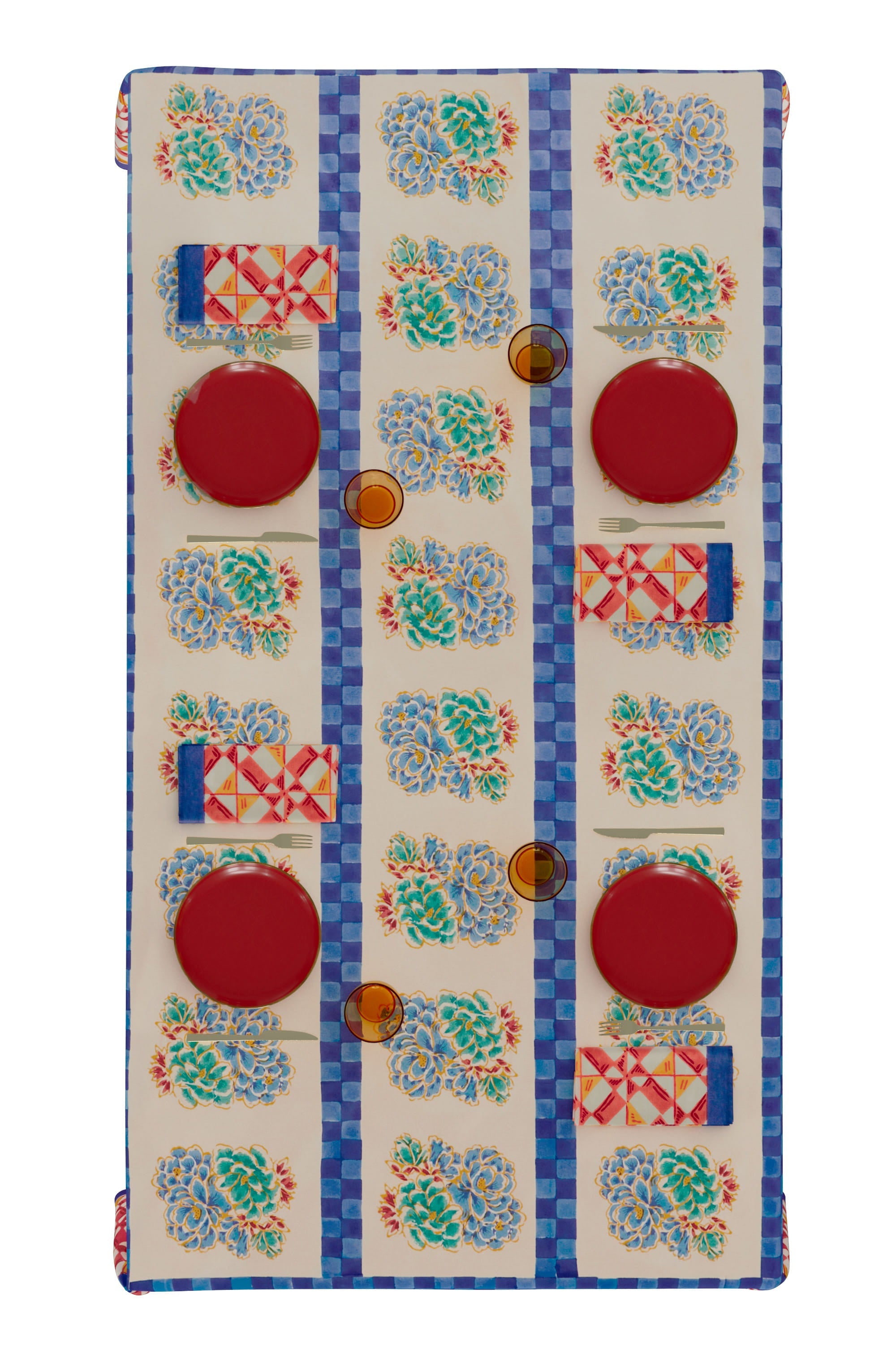HOME DECOR Rectangle Tablecloth in Positano Red Tiles Lisa Corti