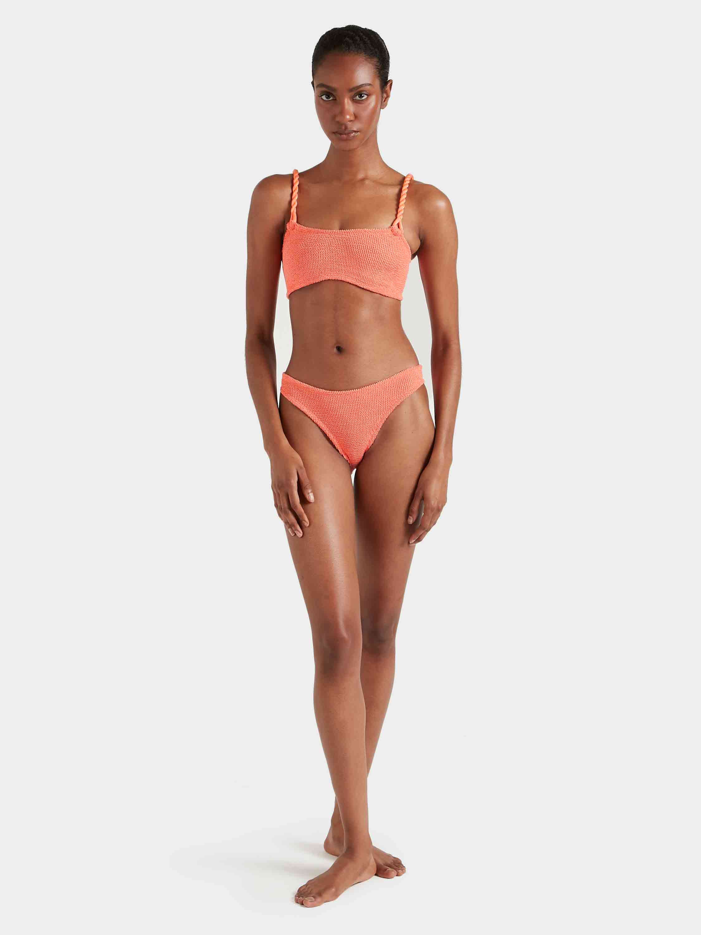 LINGERIE/PJ/SWIM Phoebe Underband Bikini in Metallic Coral Hunza G