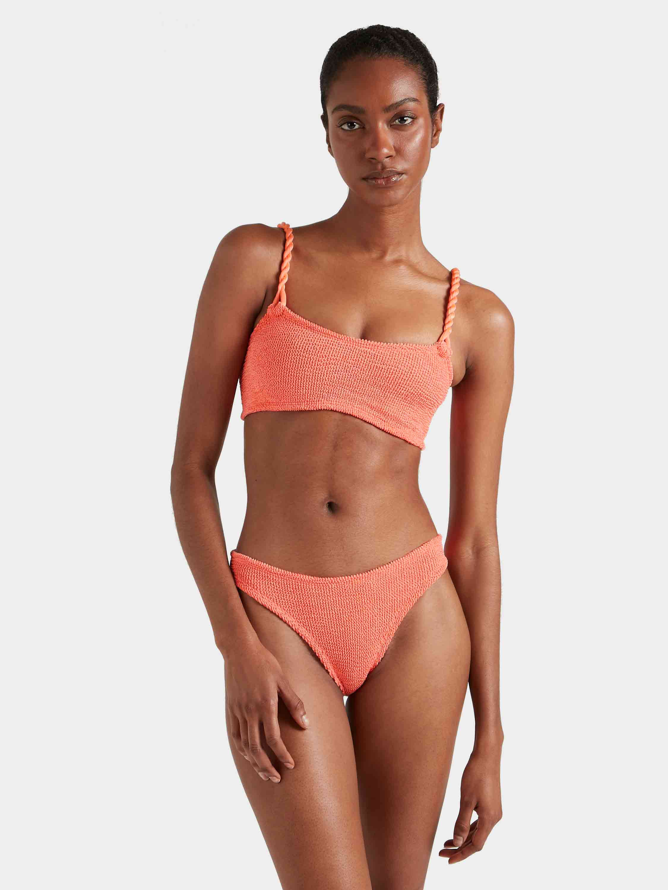 LINGERIE/PJ/SWIM Phoebe Underband Bikini in Metallic Coral Hunza G