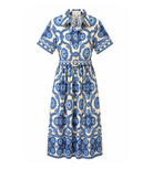 DRESSES/JUMPSUITS Malena Dress in Mod Floral Blue Cara Cara