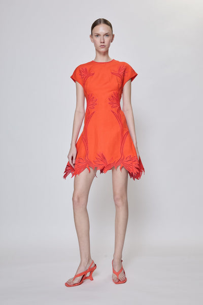 raquel mini dress Raquel Embroidered Mini Dress in Lobster – Serafina