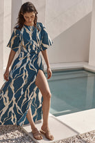 DRESSES/JUMPSUITS Asah Dress in Vertical Abstract Misa