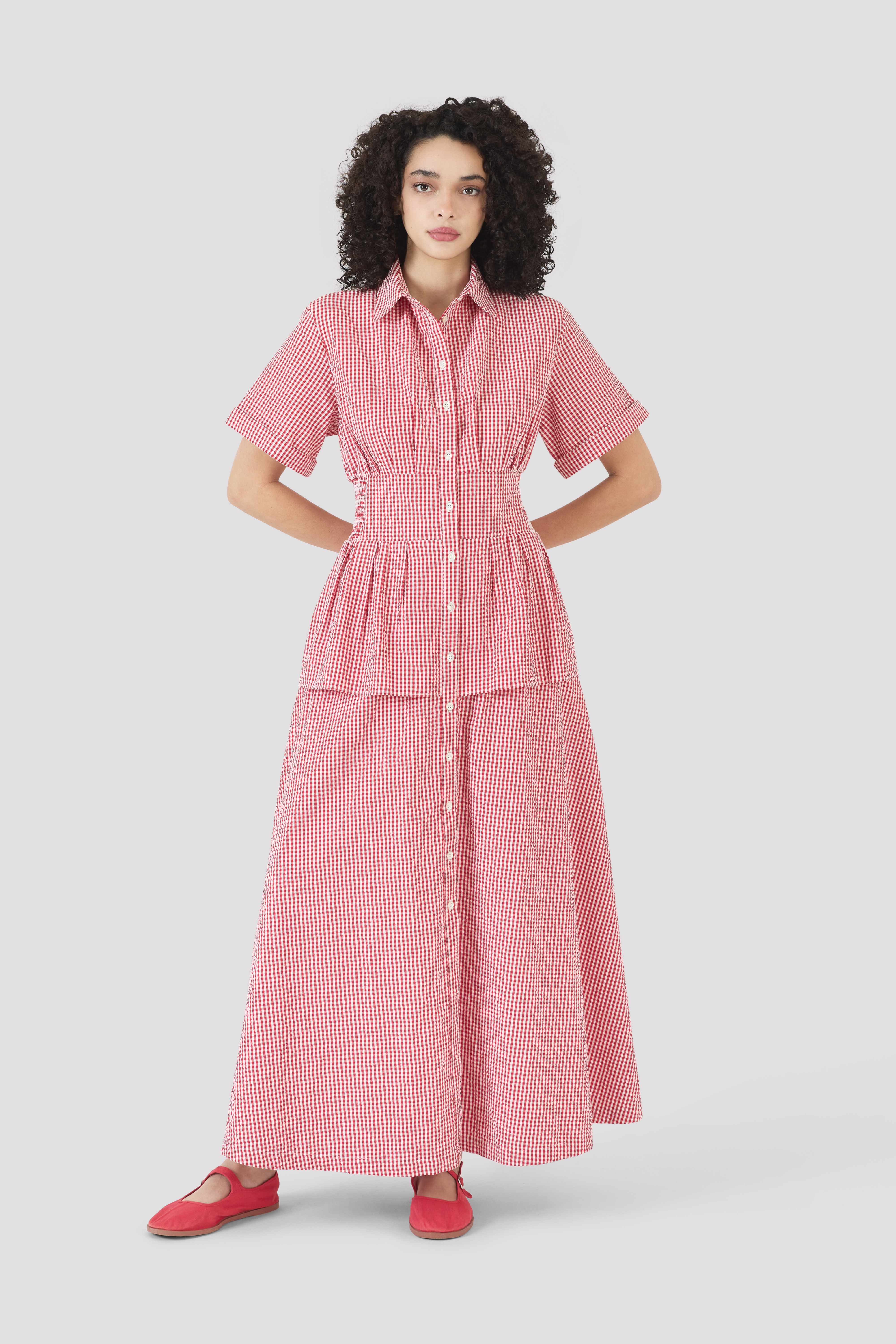 DRESSES/JUMPSUITS Boogie Woogie Bugle Boy Dress in Red Gingham Rosie Assoulin