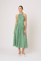 DRESSES/JUMPSUITS Halter in the Name of Love Dress in Green Check Rosie Assoulin