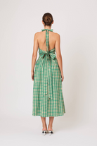 DRESSES/JUMPSUITS Halter in the Name of Love Dress in Green Check Rosie Assoulin