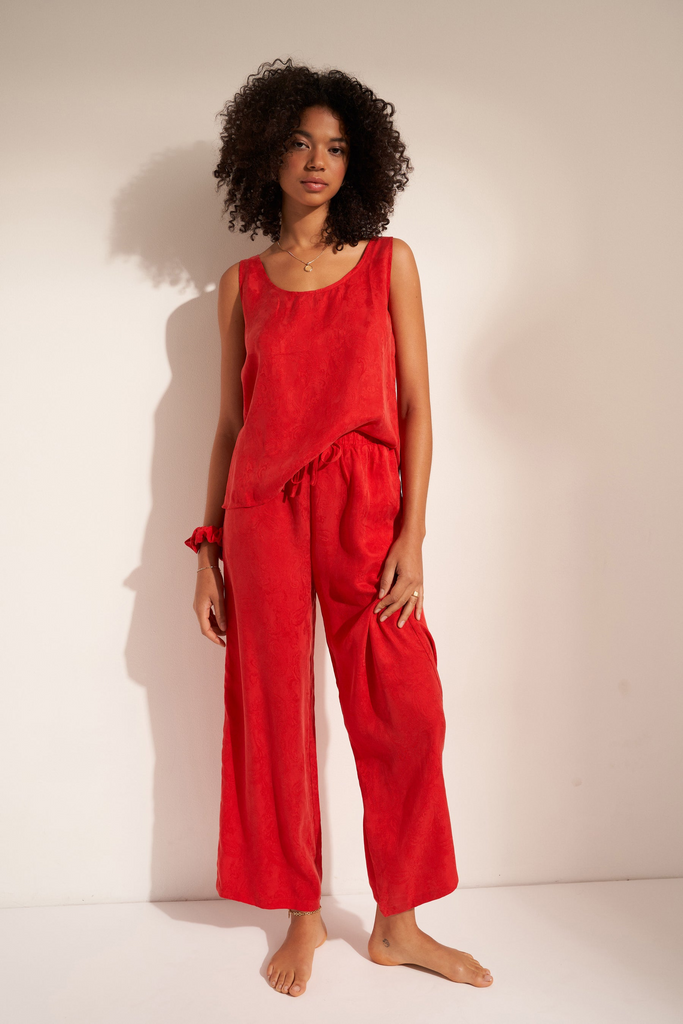 Pajamas Idle Scoop Tank and Pant Set in Picante Idle