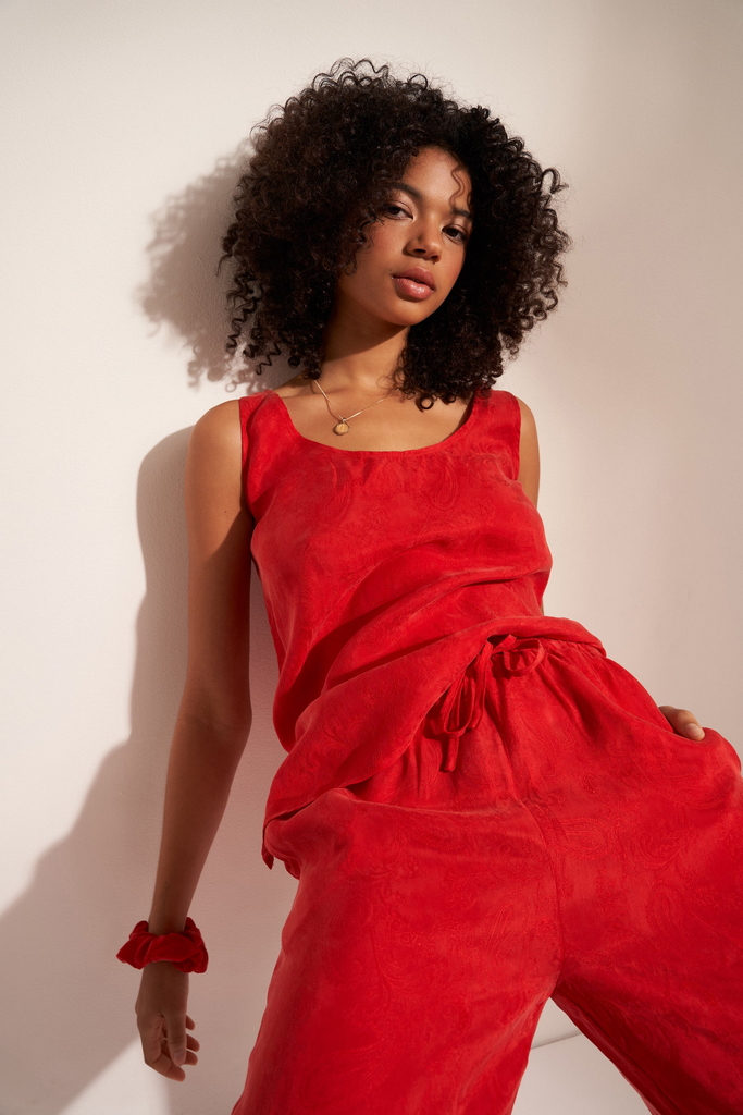 Pajamas Idle Scoop Tank and Pant Set in Picante Idle