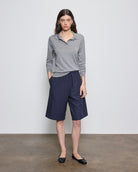 SWEATERS Silk Knit Polo in Heather Grey Enza Costa