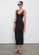 DRESSES/JUMPSUITS Silk Knit Tank Midi Dress in Black Enza Costa