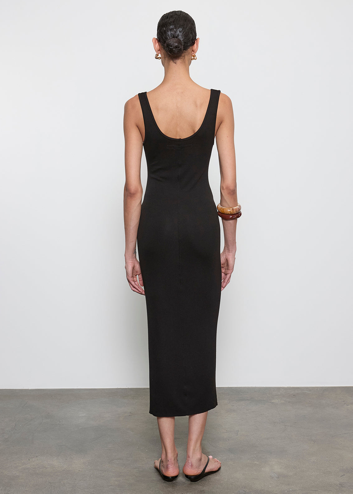 DRESSES/JUMPSUITS Silk Knit Tank Midi Dress in Black Enza Costa