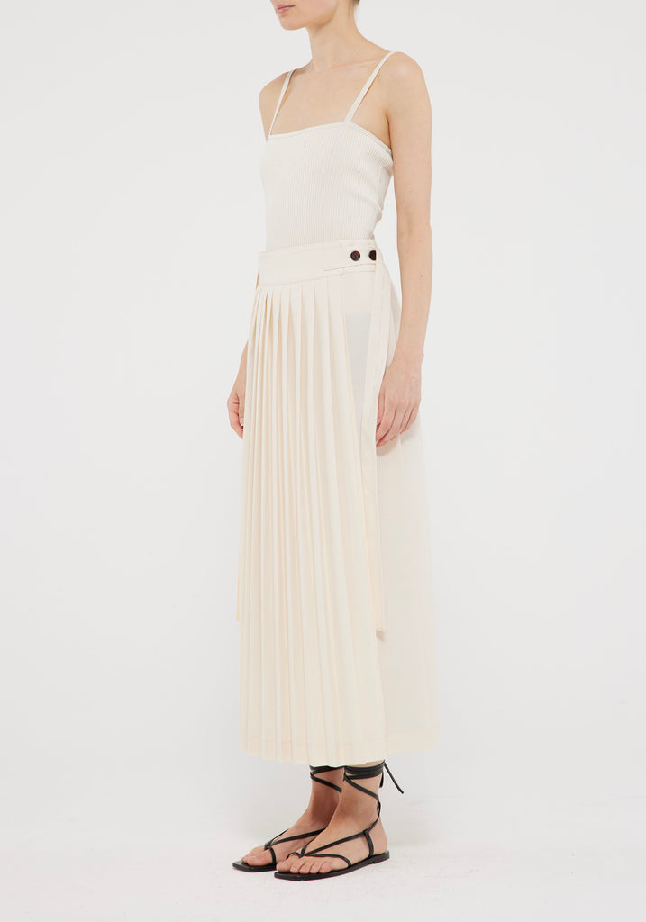 SKIRTS Plisse Wrap Skirt in Cream Rohe
