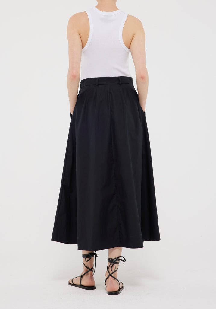 SKIRTS Wide Poplin Skirt in Noir Rohe