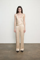 TEES/TANKS Silk Satin U Tank in Beige Enza Costa