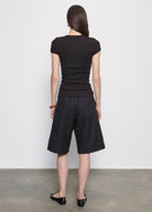 BLOUSES/SHIRTS/TOPS Ribbed Cap Sleeve Crew in Black Enza Costa
