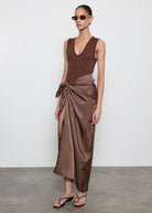 TEES/TANKS Cotton Essential U Tank in Chocolate Enza Costa