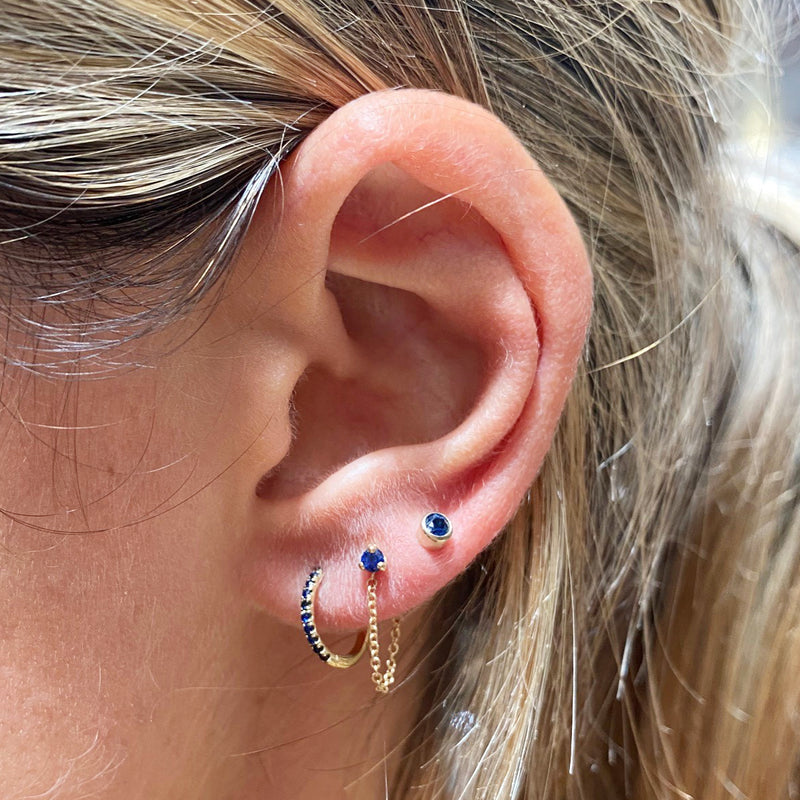 Earrings Zoe Chicco 3MM Blue Sapphire Studs in Yellow Gold Zoe Chicco