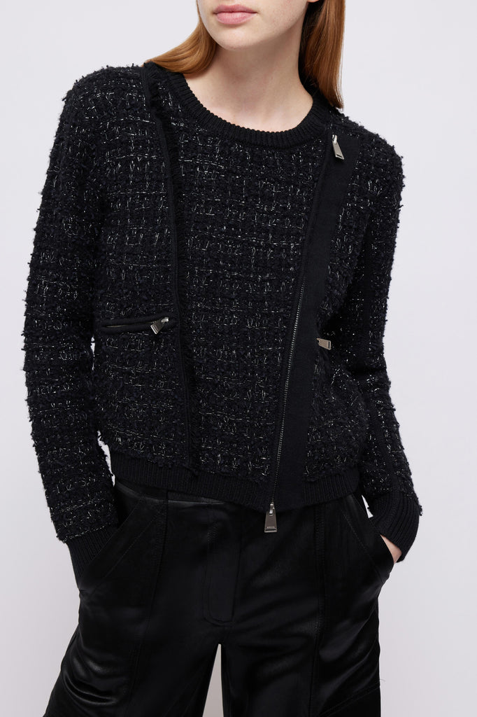 Jackets Simkhai Alamdea Zip Up Jacket in Black Knit Simkhai