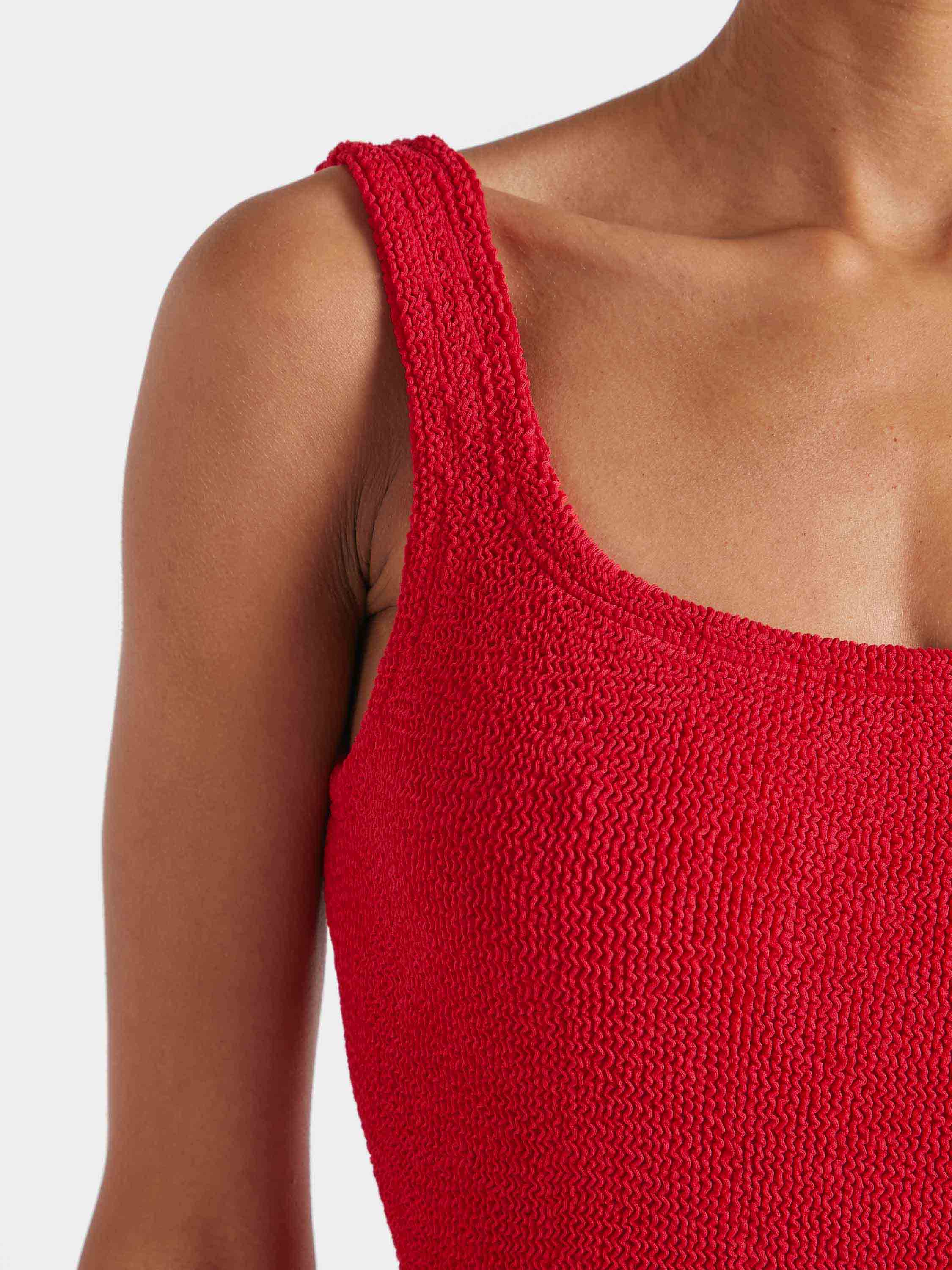 LINGERIE/PJ/SWIM Square Neck Swimsuit in Red Hunza G