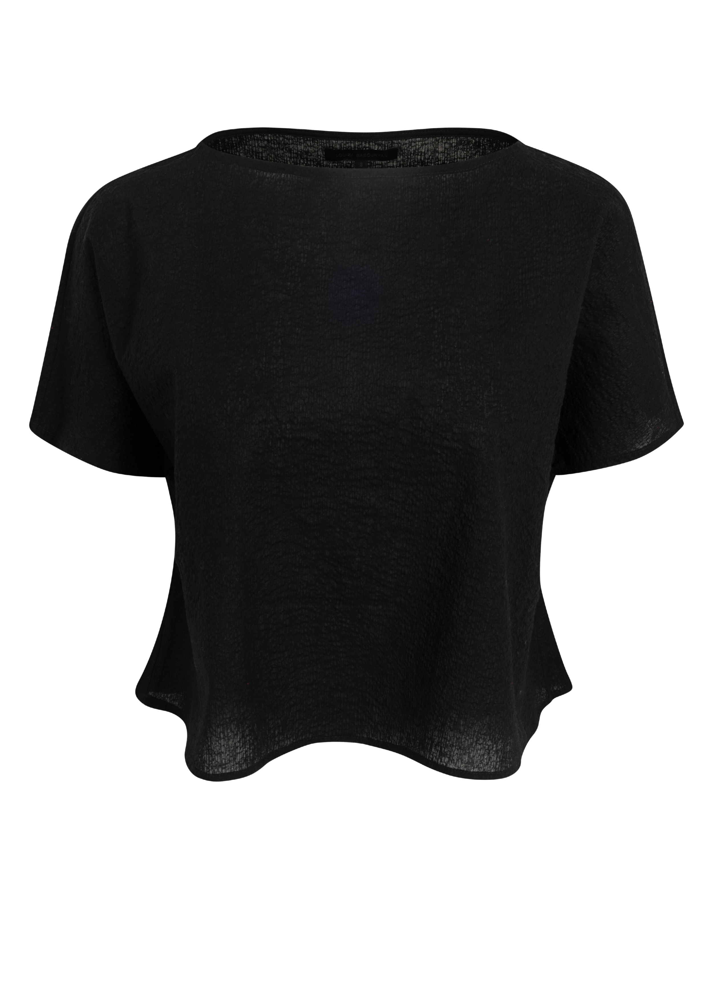 BLOUSES/SHIRTS/TOPS Textured Cotton Top in Black Louiza Babouryan