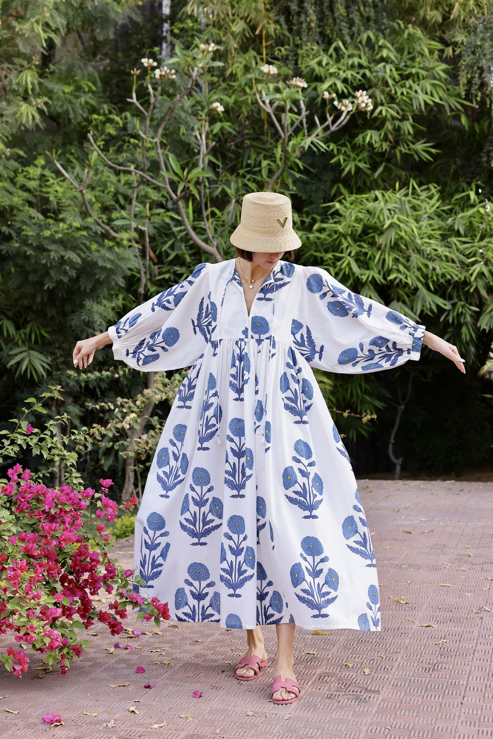 DRESSES/JUMPSUITS Taj Maxi Dress in Indigo Flower Maison Marigold