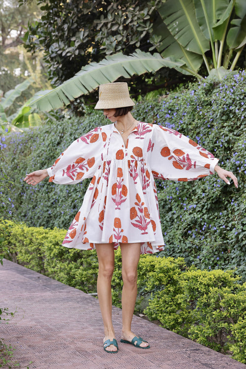 DRESSES/JUMPSUITS Taj Mini Dress in Orange & Pink Maison Marigold