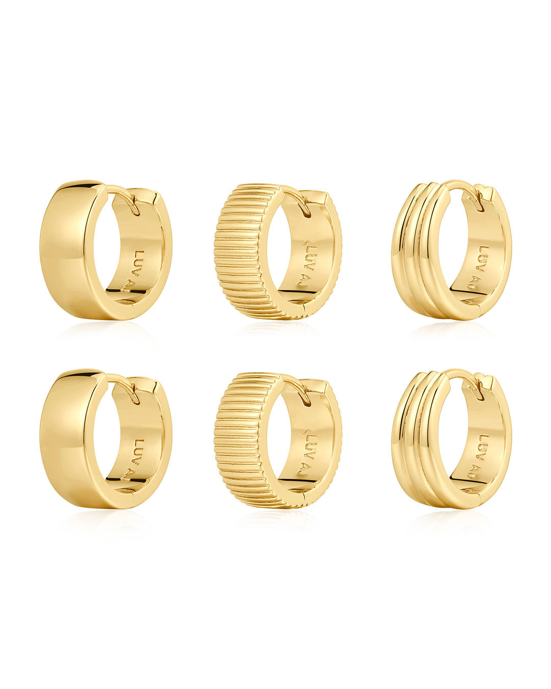 FASHION JEWELRY REMY RIDGED HUGGIES SET Luv Aj