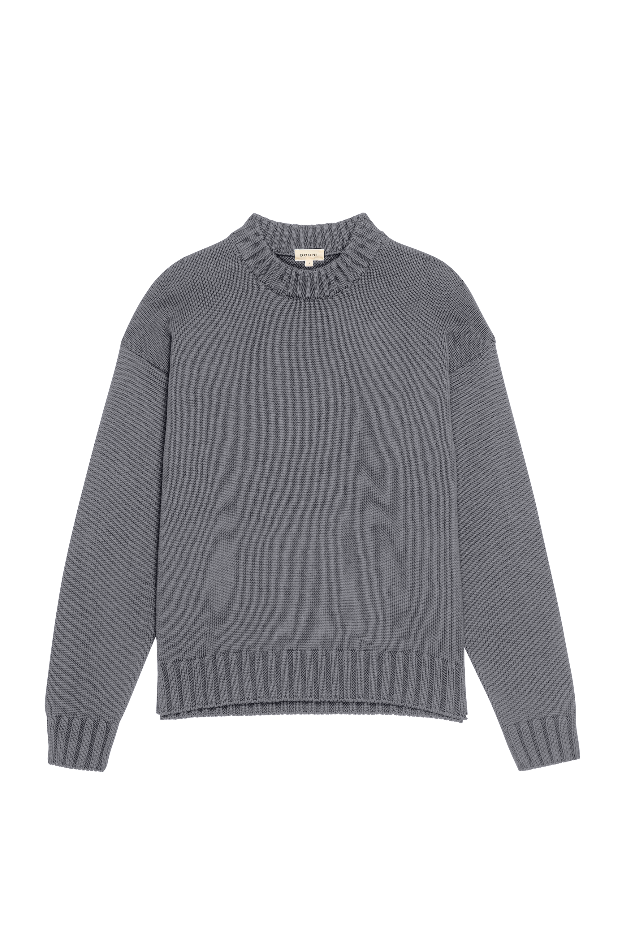 SWEATERS Cotton Cashmere Crewneck Sweater in Charcoal Grey Donni
