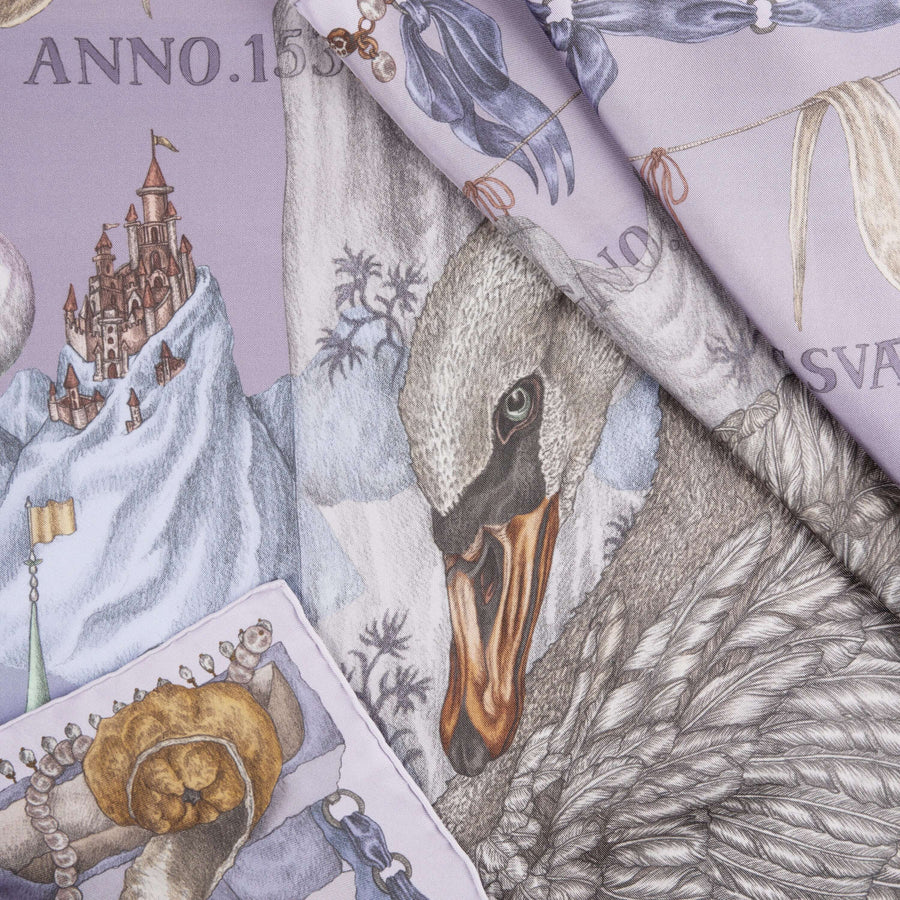 ACCESSORIES Glass Swan Silk Scarf in Iris & Opal Sabina Savage