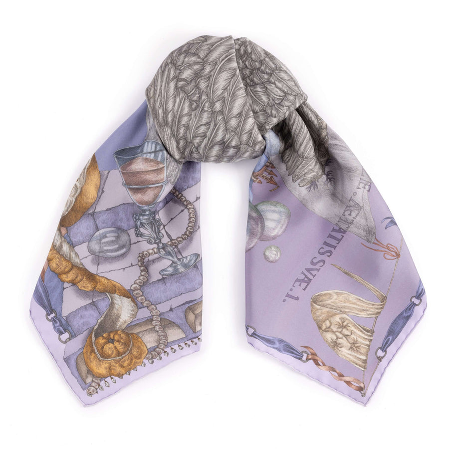 ACCESSORIES Glass Swan Silk Scarf in Iris & Opal Sabina Savage