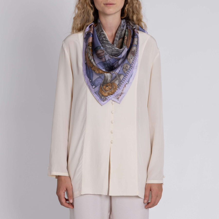 ACCESSORIES Glass Swan Silk Scarf in Iris & Opal Sabina Savage