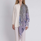 ACCESSORIES Glass Swan Wool/Silk Scarf in Iris & Opal Sabina Savage
