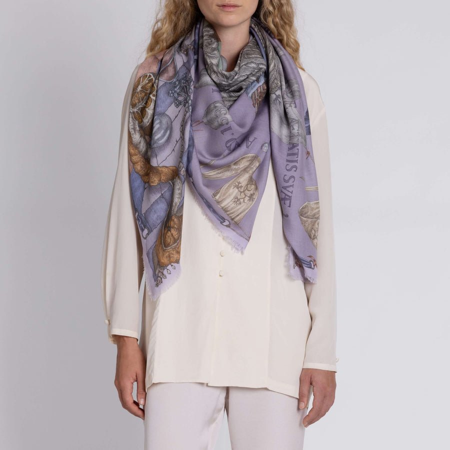 ACCESSORIES Glass Swan Wool/Silk Scarf in Iris & Opal Sabina Savage