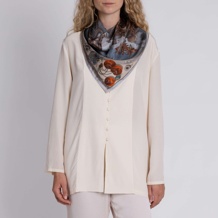 ACCESSORIES Medici Cheetah Silk Scarf in Musk & Maraschino Sabina Savage