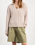 SWEATERS Jelina Cableknit Pullover in Oyster Ciao Lucia