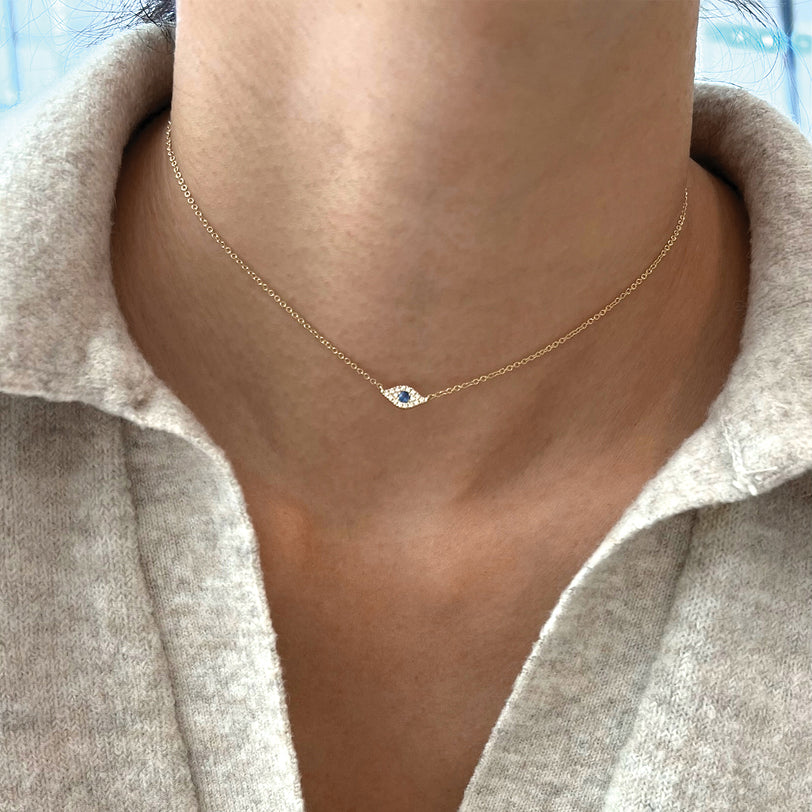 JEWELRY TS - 14K DIAMOND EVIL EYE CHOKER NECKLACE EF Collection