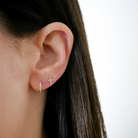 JEWELRY TS - 14K SINGLE BABY DIAMOND CROSS EARRING EF Collection