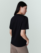 TEES/TANKS V-Neck Jersey T-Shirt in Black Handvaerk